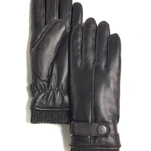 Women’s Black Leather and Wool Gloves